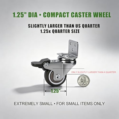 ZUOFANG 1.25" Small Low Profile Caster Wheels Set of 4, 140 lbs Total - style: 1.25 Inch Wheel