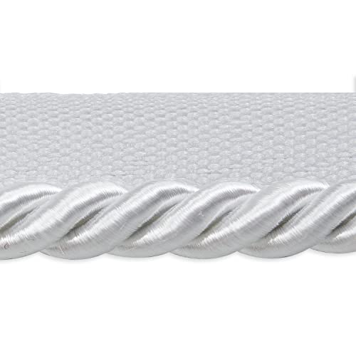 Trims by the Yard Hilda 3/8" Twisted Lip Cord Trim, Versatile Trim for DIY Crafts, Picture Frames, Home Decor, and Fashion Items, 10-Yard Cut, White - color: White