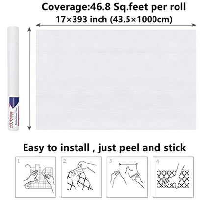 Arthome Peel and Stick Wallpaper - White Wood Contact Paper - White Wallpaper - Self-Adhesive, Removable and Waterproof for Cabinet, Countertop (17"x393") - color: White Wood, size: 16.5" x 393"