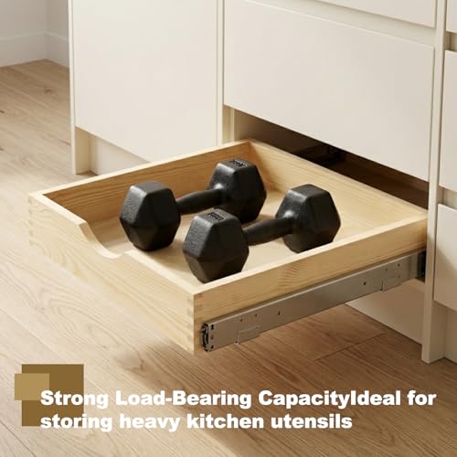 Soft Close Wood Pull Out Cabinet Drawer, 17", Fits 18"+ Opening - size: 17inch