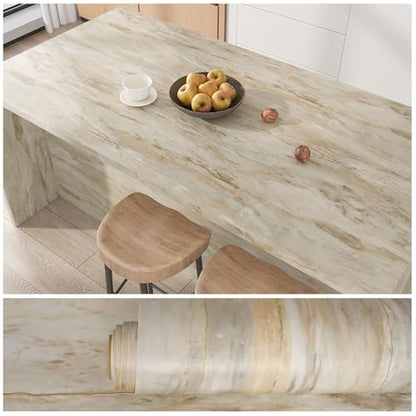 VEELIKE Slate Beige Marble Contact Paper for Countertops Peel and Stick Waterproof Onyx Marble Wallpaper 15.7''x118'' Self Adhesive Countertop Contact Paper for Kitchen Bathroom Counters Table Desk - size: 15.7" x 118"