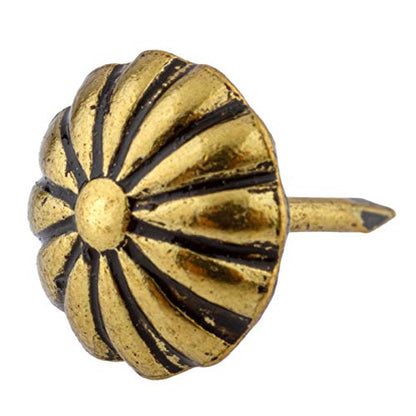 Daisy Shaped Head Oxford Antique Upholstery Tacks | 1/2" Diameter × 1/2" Long | Pack of 50 | Decorative Nail Heads for Furniture | UT3-SA