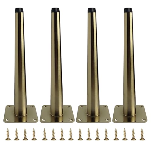 4pcs 9 7/8 inch (25cm) Brass Metal Furniture with Level Feet - color: Brass, size: 9 7/8 inch
