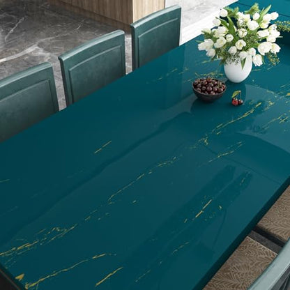 Livelynine 15.8x394 Marble Wallpaper Peel and Stick Contact Paper for Countertops Waterproof Renter Friendly Countertop Vinyl Wrap Gold and Teal Green Marble Countertop Self Adhesive Covering Kitchen - size: 15.8" x 394"