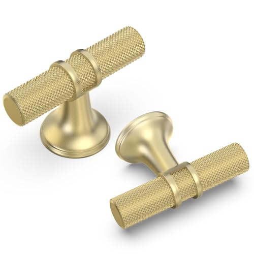 20 Pack Brushed Gold Kitchen Cabinet Knobs - color: Brushed Gold Knurled, size: Knobs