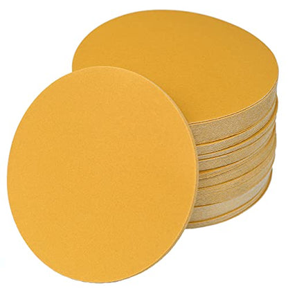 6-Inch No-Hole Hook and Loop Gold Sanding Discs 320-Grit, 100-Pack