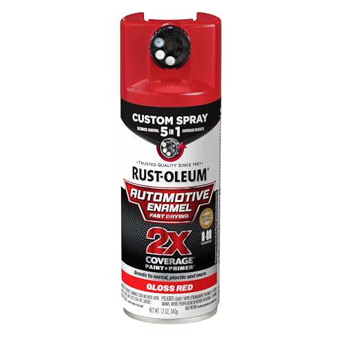 Rust-Oleum 2X Automotive Enamel 5-in-1 Spray Paint, Gloss Red - color: Gloss Red, size: 12 Ounce (Pack of 1)