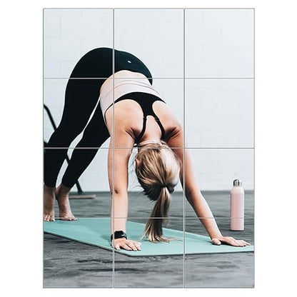 Home Gym Mirror Tiles, 10" x 10" x 12PCS Wall Mirror Tiles Frameless Glass - size: 10"x10"-12pcs