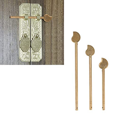 Fdit 3PCS Chinese Leaf Bolt Locking Pin, Cabinet Key Leaf Shaped Retro Cabinet Locking Pin Brass for Home Furniture