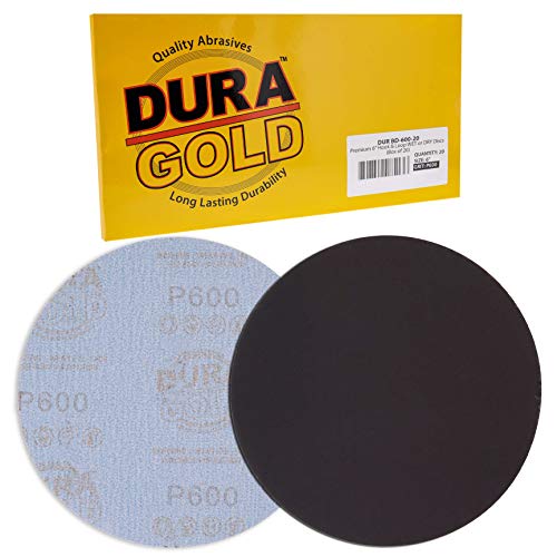 Dura-Gold 6" Wet or Dry Sanding Discs, 600 Grit (Box of 20), Hook & Loop - size: 600-Grit