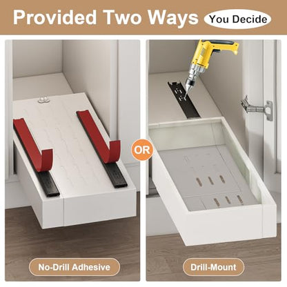 Fokyfok Pull out Cabinet Organizer,7"-11"W,17"-24"D,Expandable,Adhesive - color: White, size: (7"W-11"W)X(17"D-24"D)