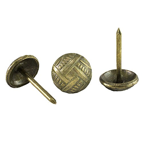 Decotacks® Woven Upholstery Nails/Tacks, 7/16" - 100 Pcs [Antique Brass Finish] DX5511AB