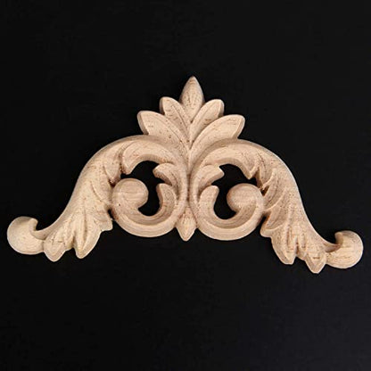 4Pcs Wood Carved Appliques Corner Wooden Carving Onlays Decals for Furniture - size: 3.15 x 3.15 inches