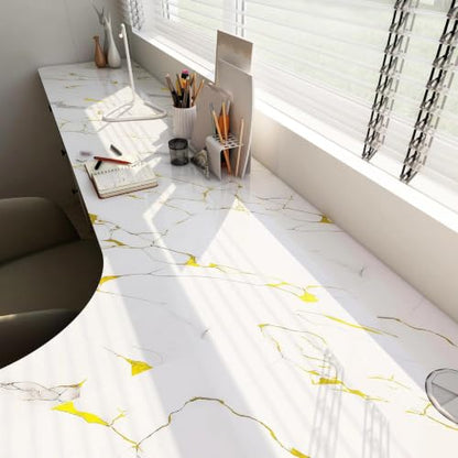 White Gold Marble Contact Paper 15.7"X78.7" Peel and Stick Wallpaper - color: White Gold, size: 15.7" x 78.7"