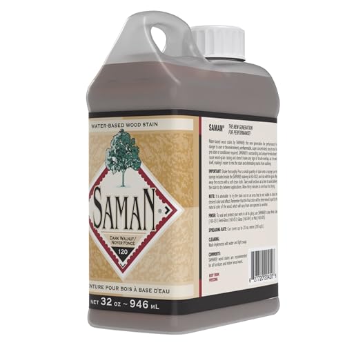 SamaN Interior Water Based Wood Stain - Natural Stain for Furniture, Moldings, Wood Paneling, Cabinets (Dark Walnut TEW-120-32, 32 oz) - color: Dark Walnut, size: 1 Quart