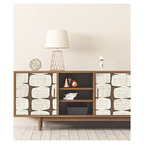 RoomMates Mid-Century Beads Peel and Stick Wallpaper, Brown - color: Brown