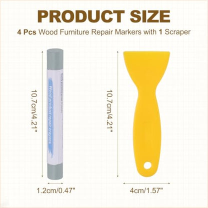 PATIKIL 4Pcs Wood Furniture Repair Markers with Scraper, Blue Grey - color: Blue Grey