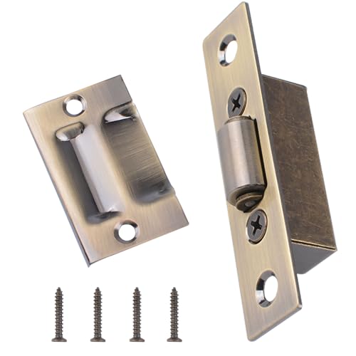 INCREWAY 1 Set Adjustable Silent Roller Catch, Heavy Duty Door Ball Catch with Strike Plate for Closet Door, Bronze - color: Antique Bronze, size: 1pc