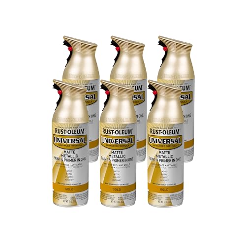 Rust-Oleum Universal All Surface Metallic Spray Paint, Matte Gold - color: Matte Gold, size: 11 Ounce (Pack of 6)