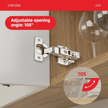 Full Overlay Cabinet Hinges 35mm Soft Close for Frameless Cabinets 10 Pack