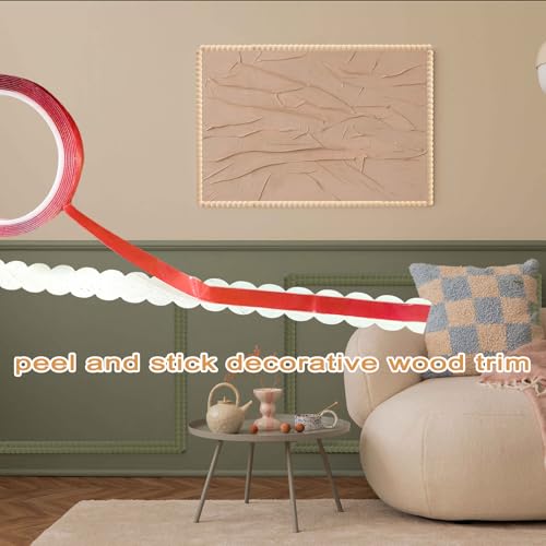12 Pcs Peel and Stick Decorative Beaded Wood Trim – 15.75" Half Wood Bead Moulding Strips for DIY Door, Mirror Frame, Cabinet, Wall Edge, Farmhouse Furniture, Crafts & Home-Width 1.4 x Thickness 1cm - size: Width 1.4cm x Thickness 0.7cm