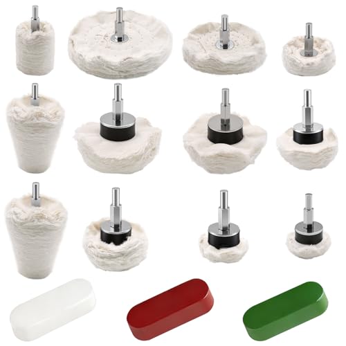 Tnisesm 15Pcs Buffing Wheel Kits,Polishing Wheels Buffing Pads for Drill for Metal Aluminum,Stainless Steel, Chrome, Jewelry, Wood, Plastic, Ceramic, Glass,etc - color: white-15PCS