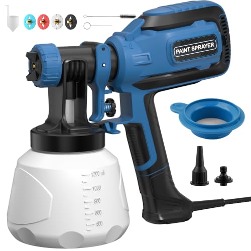 Paint Sprayer for House Painting, 4 Nozzles & 3 Spray Patterns - color: Bright Blue