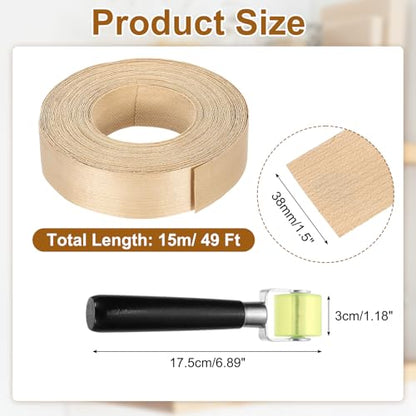 uxcell 1-1/2" x 49 ft Wood Edge Banding Pre-Glued Iron On Strip Maple - color: Maple, size: 1-1/2" x 49 ft