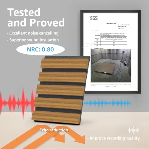 Art3d 4-Pack Fluted Acoustic Wood Slat Wall Panel, 47.2 x 23.6 Inch, Teak - color: Teak, size: 4pcs - 47.2＊23.6in.