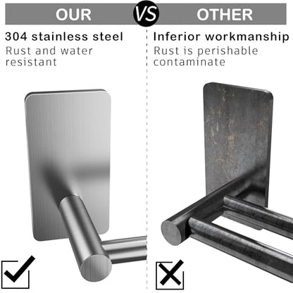Taozun Towel Bar - 24 Inch Towel Holder with 2 Packs Adhesive Hooks - color: Silver, size: 24-inch