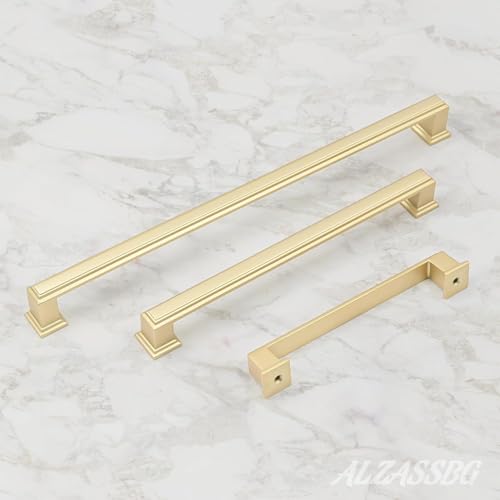 Alzassbg 3" Brushed Gold Cabinet Pulls and Handles 10 Pack, AL3071MGP - color: Brushed Gold, size: 3" Hole Center
