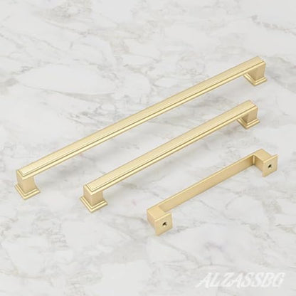 Alzassbg 3" Brushed Gold Cabinet Pulls and Handles 10 Pack, AL3071MGP - color: Brushed Gold, size: 3" Hole Center