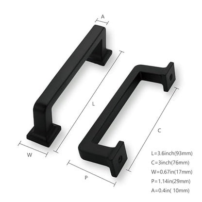 khtumeware 2 Pack Matte Black Cabinet Pulls, 3 Inch(76mm) Hole Centers Cabinet Handles Kitchen Hardware Straight Bar for Cabinets and Drawer Pulls - color: Matte Black, size: 3"(76mm) Hole Center, style: 2-pack