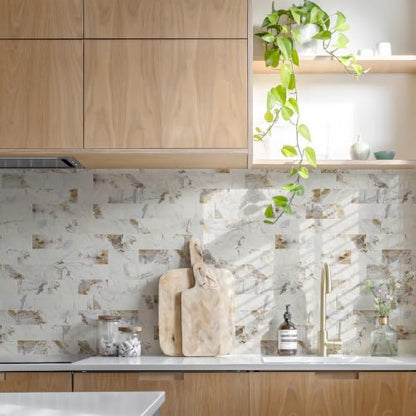 STICKGOO 10-Sheets Peel and Stick Backsplash, Glossy Pandora - color: Glossy Pandora Marble