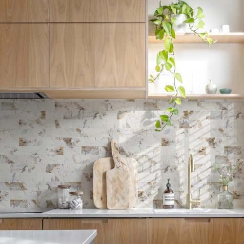 STICKGOO 10-Sheets Peel and Stick Backsplash, Glossy Pandora - color: Glossy Pandora Marble