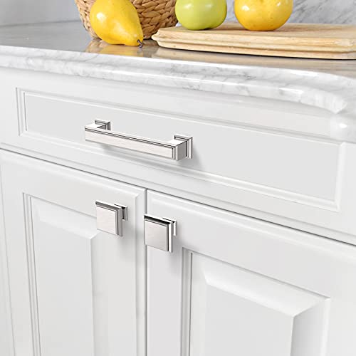 Amerdeco 10 Pack Brushed Satin Nickel Cabinet Pulls 3-3/4 Inch(96mm) Hole Center Cabinet Hardware Kitchen Cabinet Handles for Bathroom Drawer Pulls Dresser Pulls ZH0001 - color: Brushed Satin Nickel, size: 3.75" hole center, style: 10 Pack
