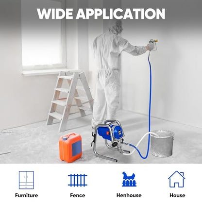 1200W Airless Paint Sprayer, 3300PSI High Efficiency Electric Paint Sprayer with Extension Rod, Thinning-Free Stand Airless Sprayer for Home Exterior and Interior, Garage, Deck, Furniture