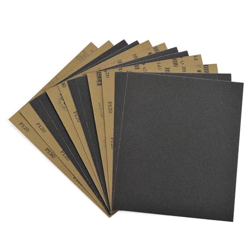 120 Grit Sandpaper 12PCS, Wet Dry Sandpaper Sheets 9 x 11 Inch, Silicon Carbide Abrasive Sanding Sheets, Sand Paper for Wood Furniture Finishing, Metal Sanding, Automotive Polishing - style: 120 Grit