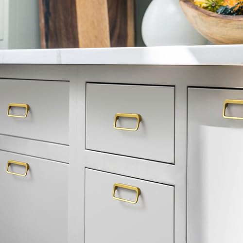 Goo-Ki Brushed Gold Cabinet Pulls with Hole Center 2.5''(64MM),Modern Zinc Alloy Finger Pulls for Drawer,Wardrobe,Cupboard,6 Pack - color: Brushed Gold, size: 2.5'' HOLE CENTERS
