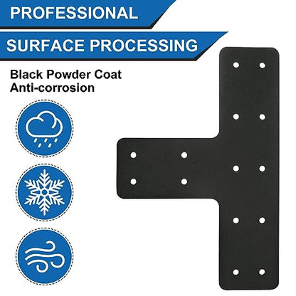 T Post Bracket 4pcs,12"x8" Flat Mending Plate,T Shape Brackets - style: T-shape(12X8X3)