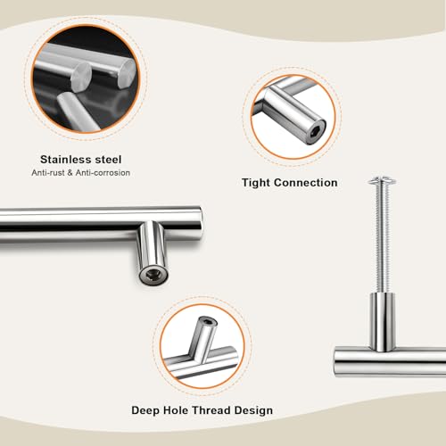 Gobrico 5 Pack 3-3/4'' Hole Center Chrome Cabinet Pulls - color: Polished Chrome, size: 3-3/4 Inch Hole Center