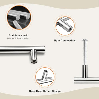 Gobrico 5 Pack 3-3/4'' Hole Center Chrome Cabinet Pulls - color: Polished Chrome, size: 3-3/4 Inch Hole Center