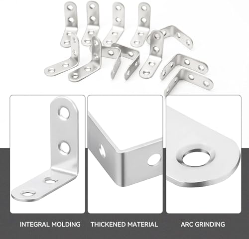 Stainless Steel Corner Brace, 20Pcs 90 Degree Right L-Shaped Metal Corner Connector Joint Plate, Cabinet, DIY Woodworking Projects with 60PCS Screws 1.57x0.6/1.2x0.6in(40x40x16、30x30x16) - size: 40x40x16、30x30x16