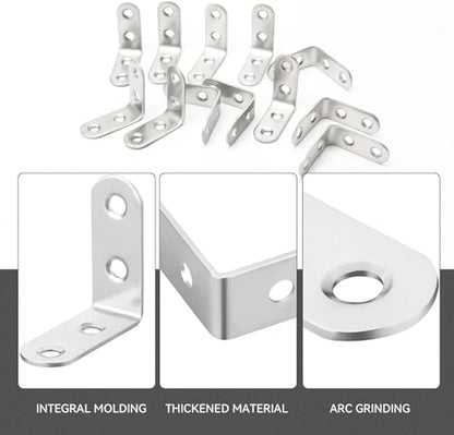 Stainless Steel Corner Brace, 20Pcs 90 Degree Right L-Shaped Metal Corner Connector Joint Plate, Cabinet, DIY Woodworking Projects with 60PCS Screws 1.57x0.6/1.2x0.6in(40x40x16、30x30x16) - size: 40x40x16、30x30x16
