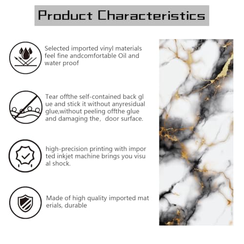 arricraft 2 Pcs Self-Adhesive Door Stickers, 31.5"x78.7" Marble Texture Pattern Door Murals Stickers PVC Removable Wallpaper Decoration for Bedrooms Living Room - style: Marble Texture