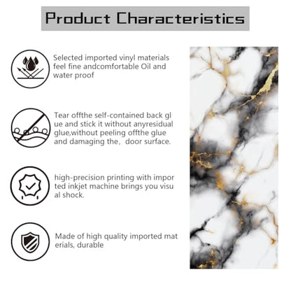 arricraft 2 Pcs Self-Adhesive Door Stickers, 31.5"x78.7" Marble Texture Pattern Door Murals Stickers PVC Removable Wallpaper Decoration for Bedrooms Living Room - style: Marble Texture