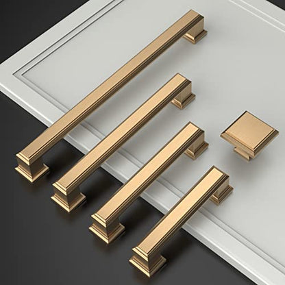 Amerdeco 10 Pack Champagne Bronze Cabinet Pulls 3-3/4 Inch(96mm) Hole Center Cabinet Hardware Kitchen Cabinet Handles for Bathroom Drawer Pulls Dresser Pulls ZH0001 - color: Champagne Bronze, size: 3.75" hole center, style: 10 Pack