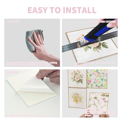 VICCI 24Pcs Peel and Stick Backsplash Pink Tile Stickers, 5.9x5.9 Inch - color: Grt-01, size: 5.9x5.9IN*24pcs