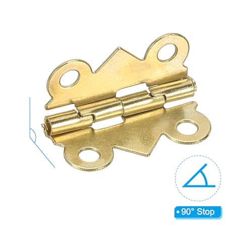 PATIKIL Small Jewelry Box Hinges 3/4 Inch, 12 Pack 90-Degree Mini Butterfly Hinges Jewelry Box Hardware with 48 Screws for Cabinet Wooden Box Drawer Craft, Gold - color: Gold