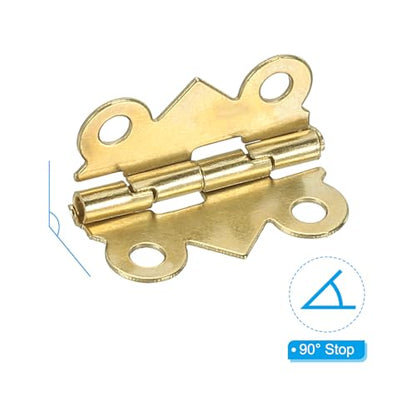 PATIKIL Small Jewelry Box Hinges 3/4 Inch, 12 Pack 90-Degree Mini Butterfly Hinges Jewelry Box Hardware with 48 Screws for Cabinet Wooden Box Drawer Craft, Gold - color: Gold